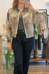Sheer Print Bomber Jacket