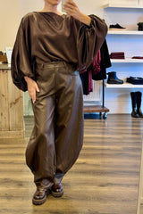 Faux Leather Barrel Trousers