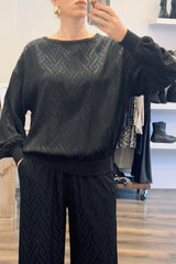 Satin Print Round Neck Top