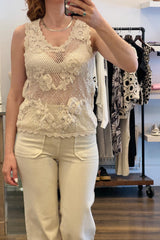 Sleeveless Crochet Sequin Top