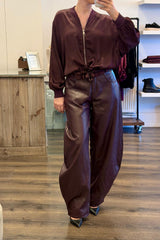 Faux Leather Barrel Trousers