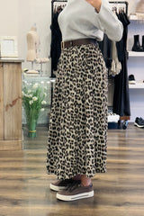 Leopard Corduroy Skirt