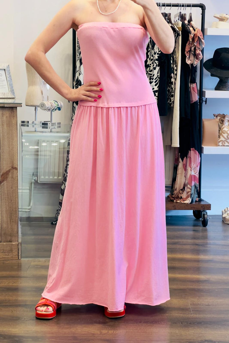 Strapless Cotton Maxi Dress