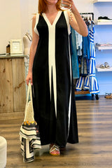 V Neck Contrast Maxi