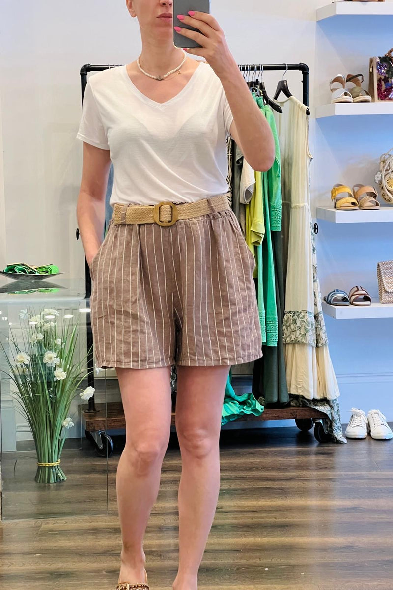 Stripe Linen Shorts