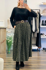 Leopard Corduroy Skirt