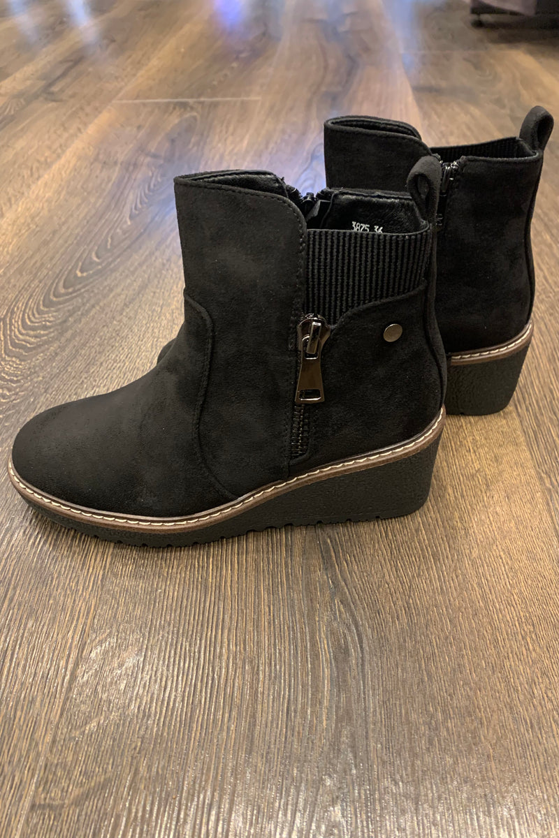 Ankle Zip Wedge Boot