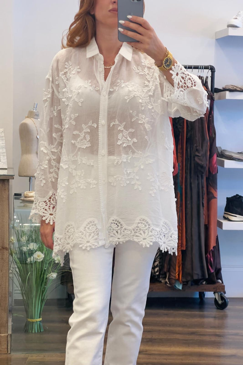 Embroidery Crochet Shirt