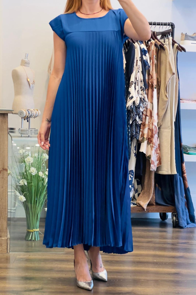 Short Sleeve Pleated  Maxi