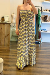 Floral Shirred Bandeau Dress