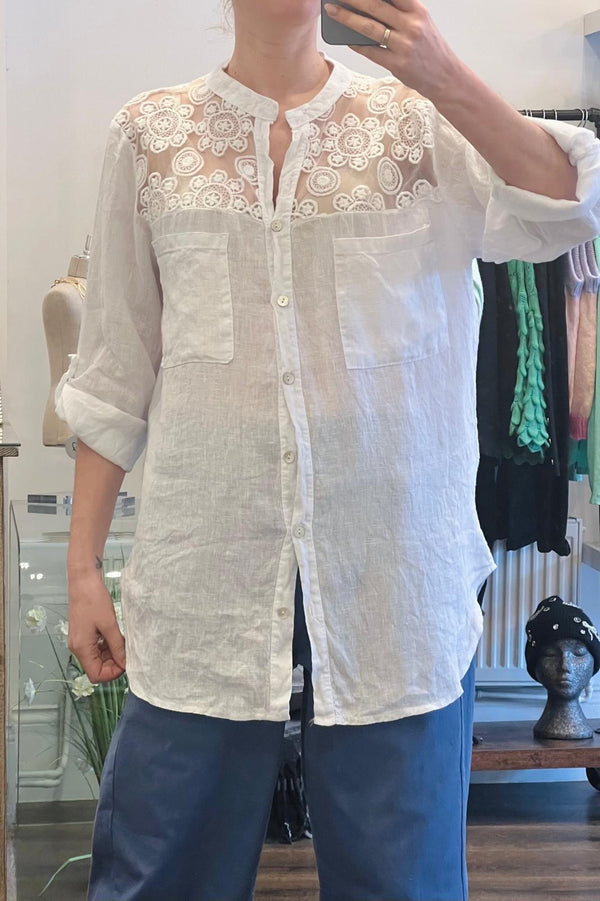 Grandad Linen Lace Shirt