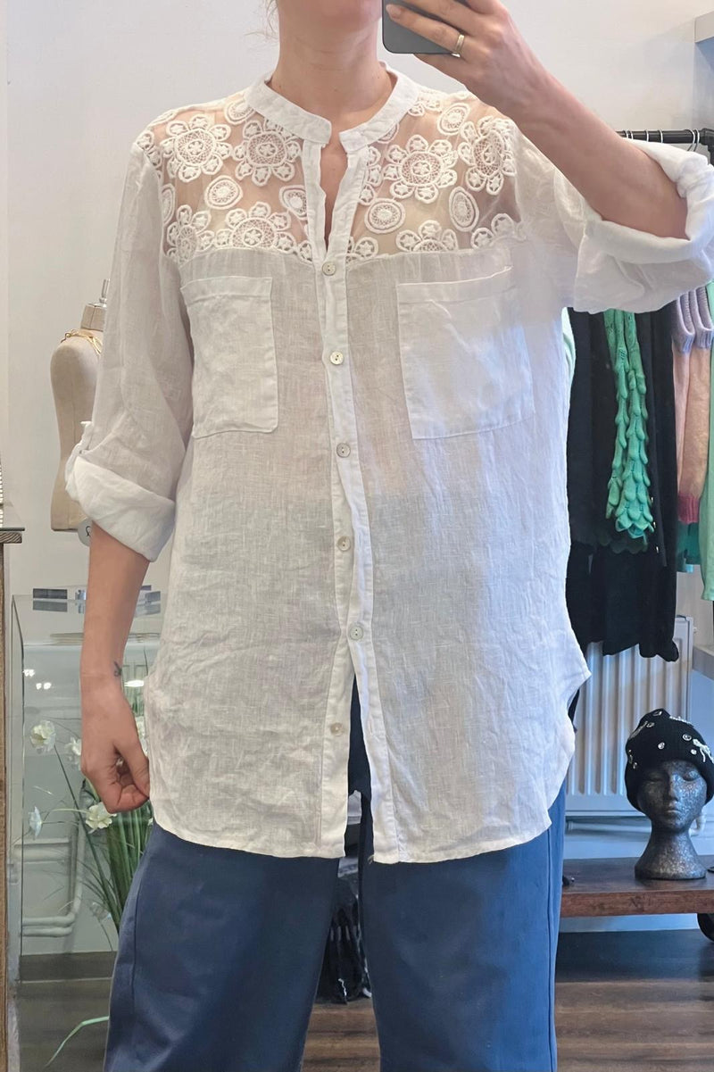 Grandad Linen Lace Shirt