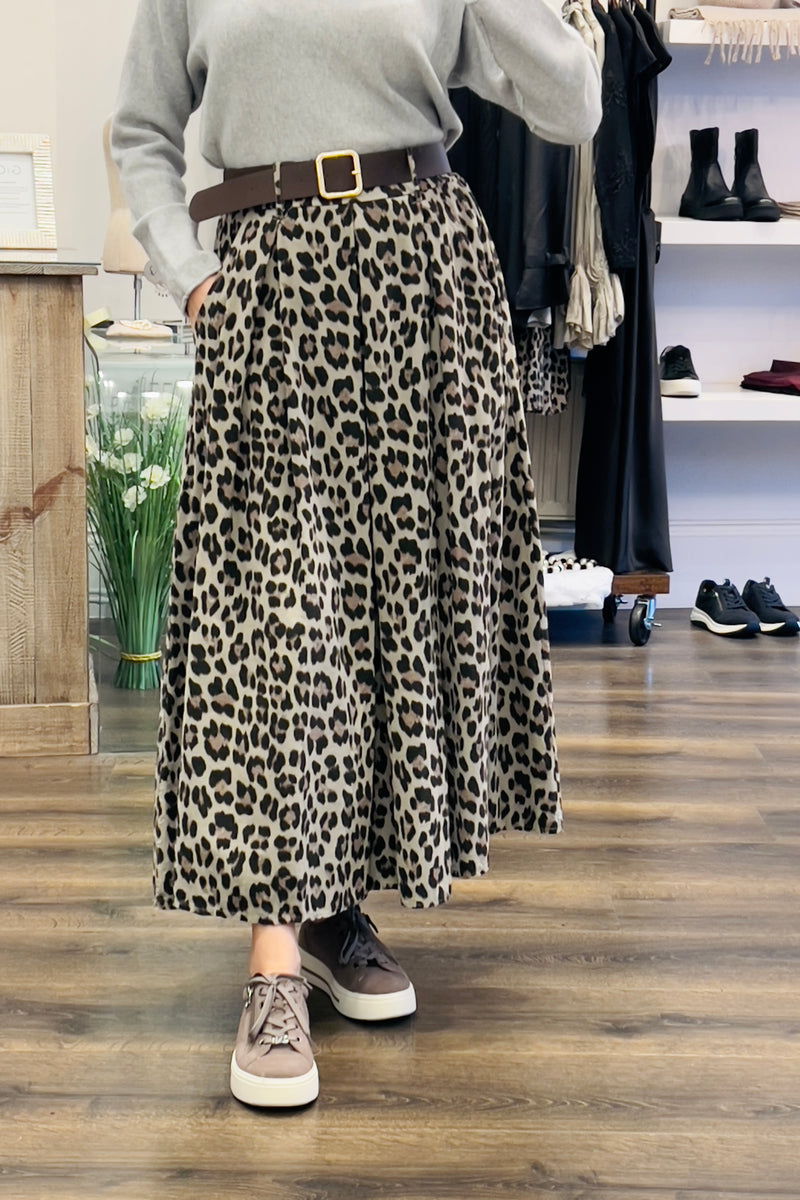 Leopard Corduroy Skirt
