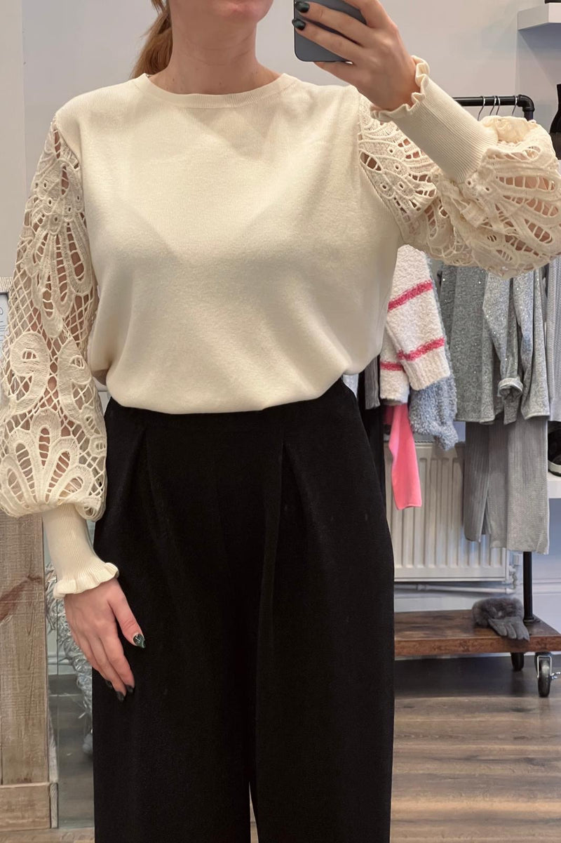 Lace Sleeve Knit