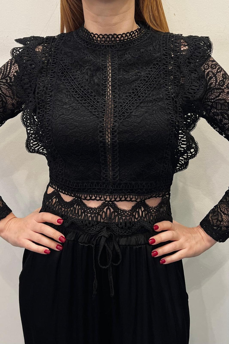 Lace Zipper Blouse