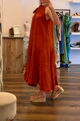 Halter Neck Linen Dress