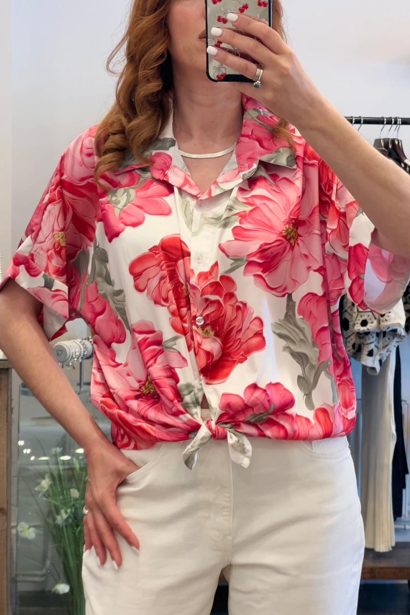 Floral Satin Tye Shirt