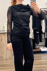 Floral Sheer Mesh  Blouse