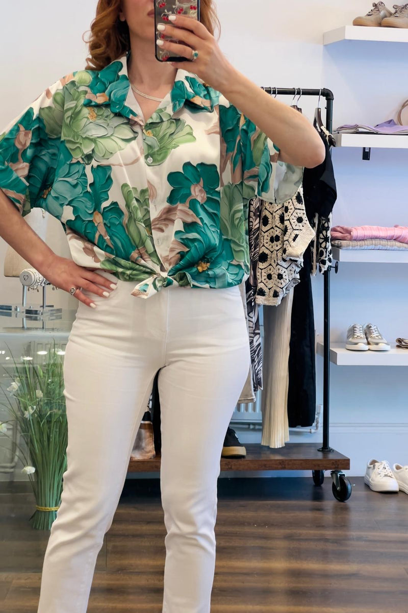 Floral Satin Tye Shirt