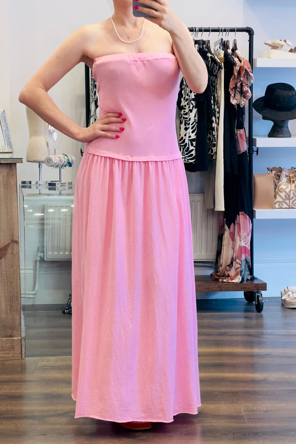 Strapless Cotton Maxi Dress