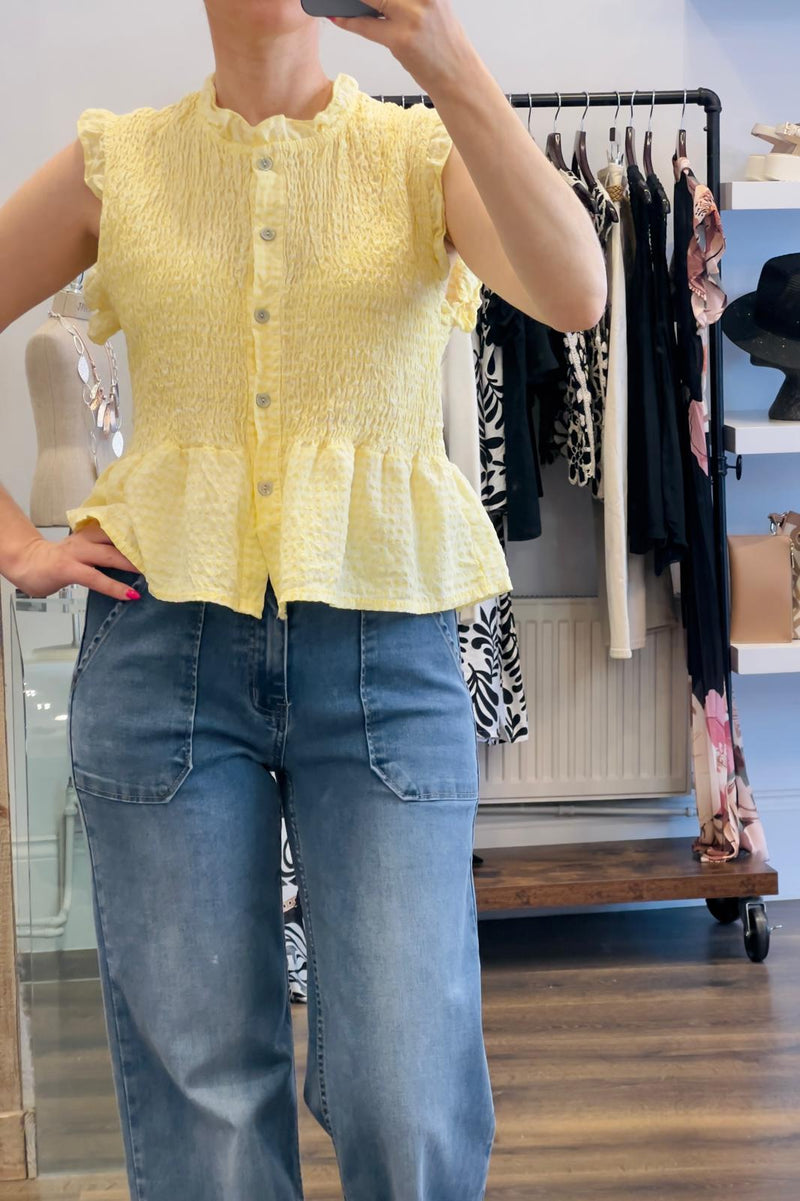 Gingham Shirred Top