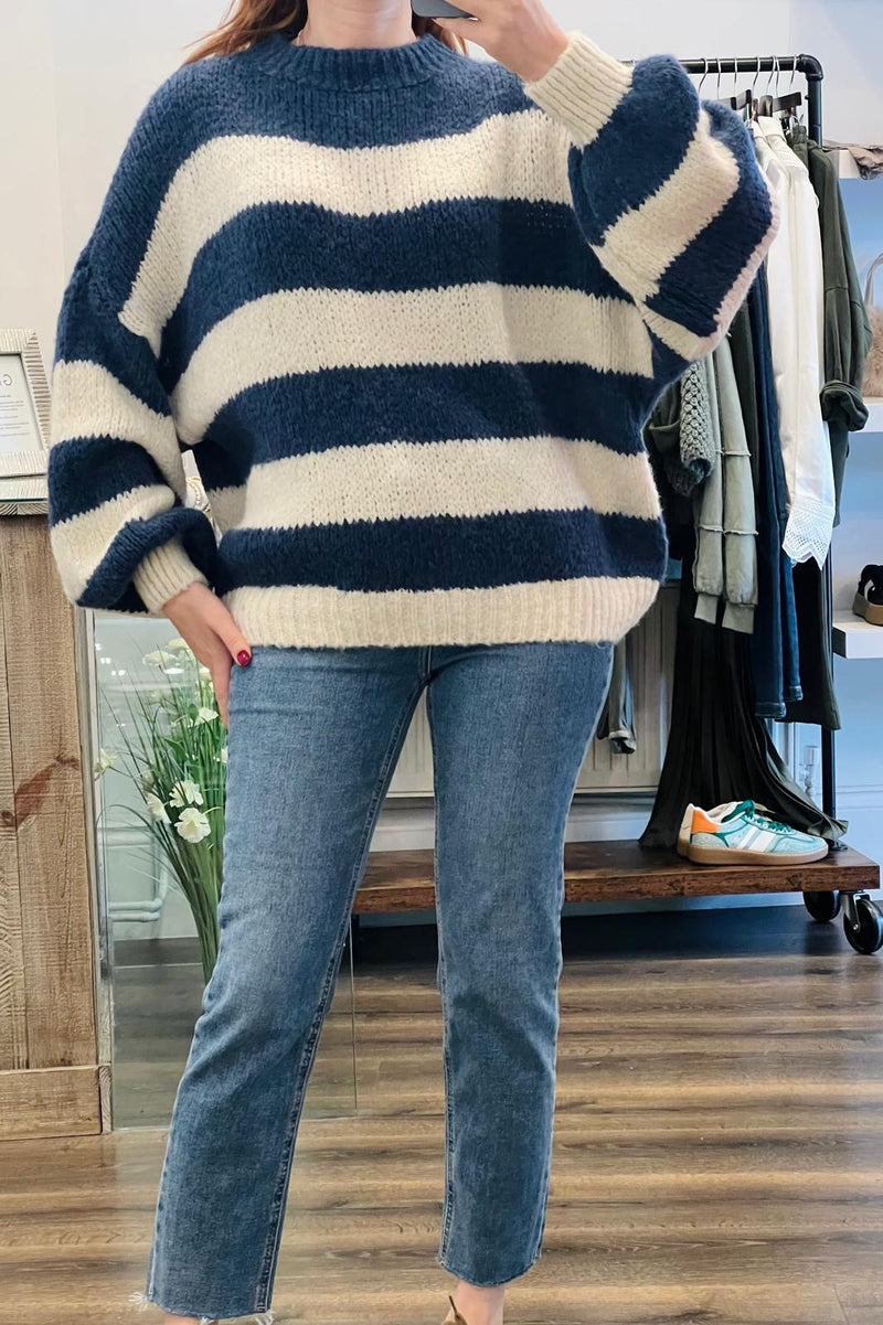 Round Neck Stripe Knit