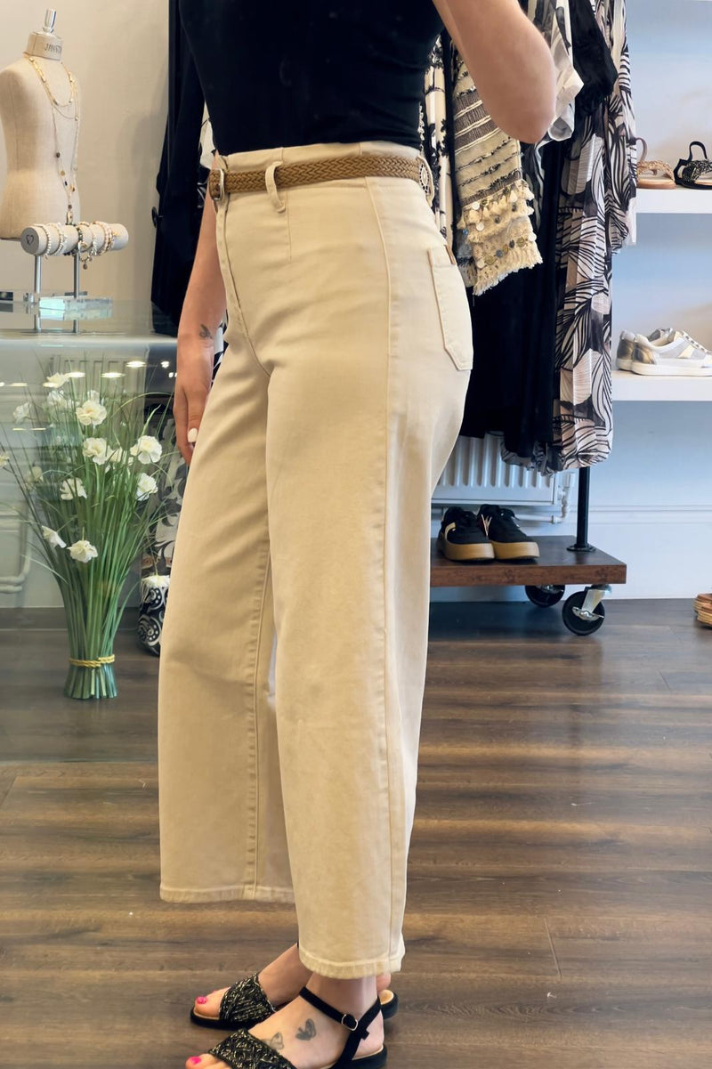 Toxik 3 Belted Cropped Wide Leg Jean