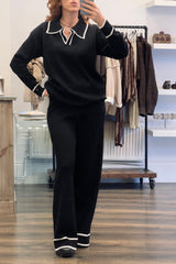 Collared Ribbed Loungewear Set