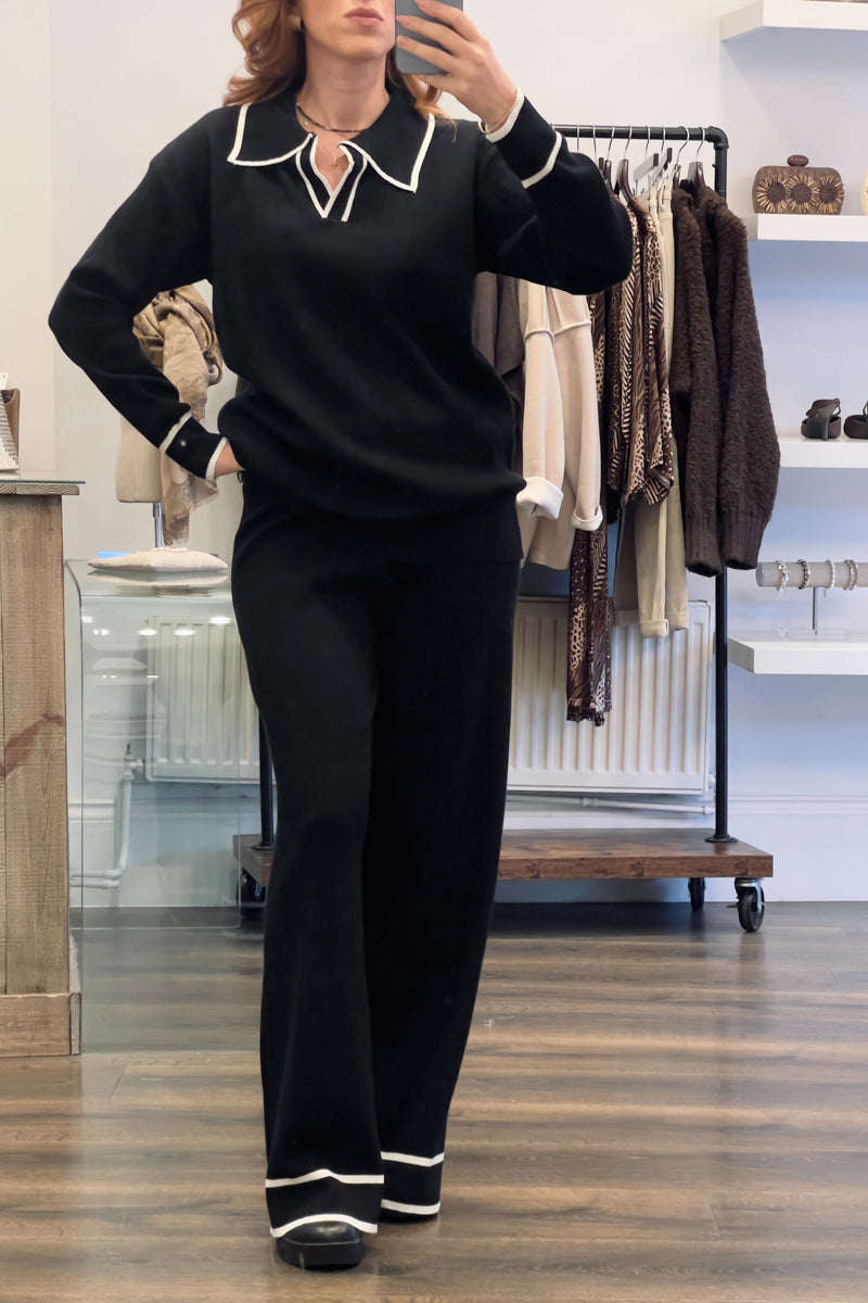 Collared Ribbed Loungewear Set