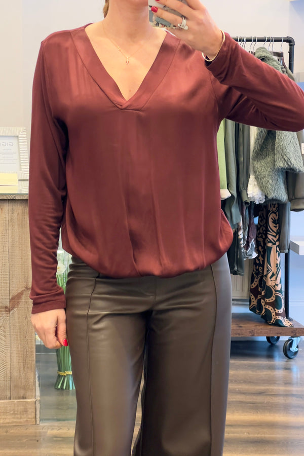 Satin V Neckline Top