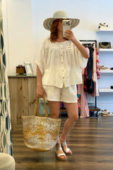Cotton Embroidered Short Co-Ord