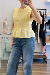 Gingham Shirred Top