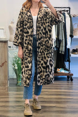 Longline Pocket Leopard Jacket