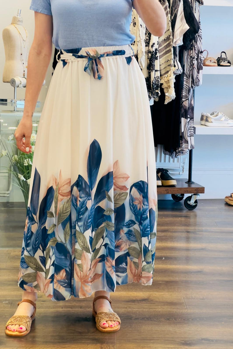 Leaf Print Maxi Skirt