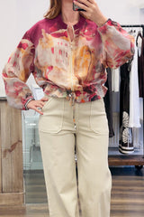 Sheer Print Bomber Jacket