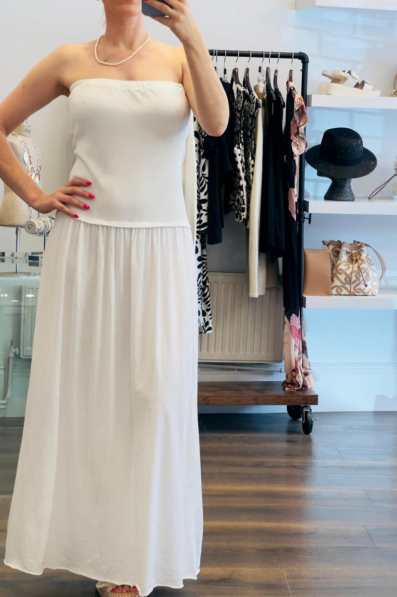 Strapless Cotton Maxi Dress
