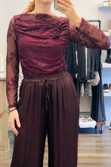 Floral Sheer Mesh  Blouse