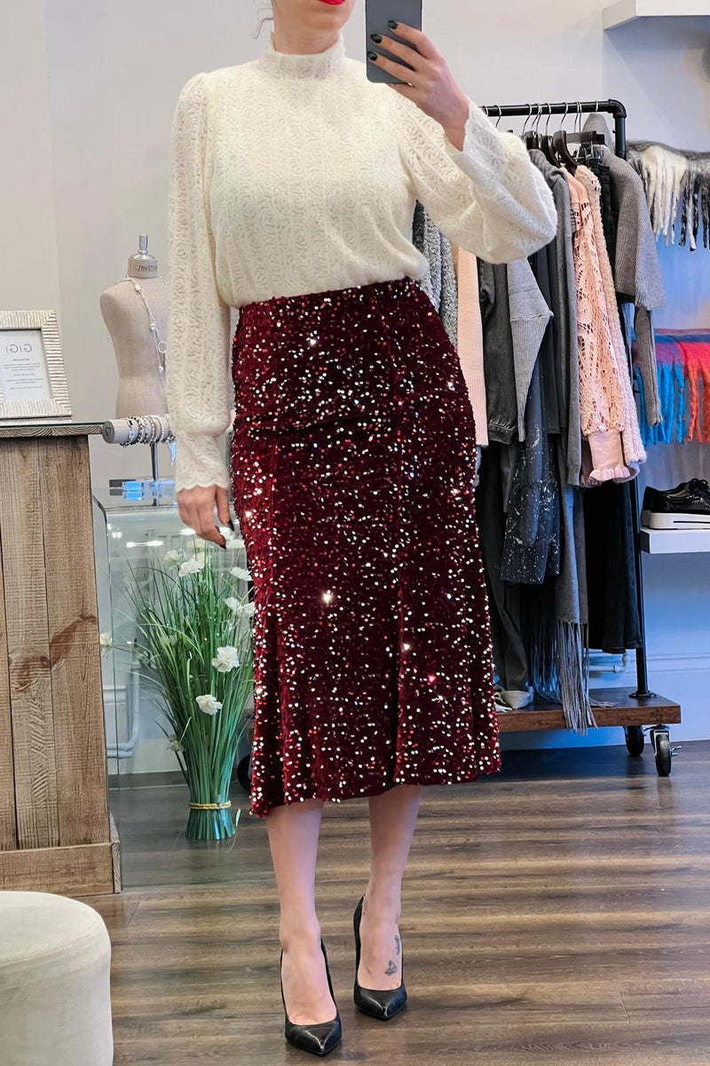 Velvet Sequin Skirt