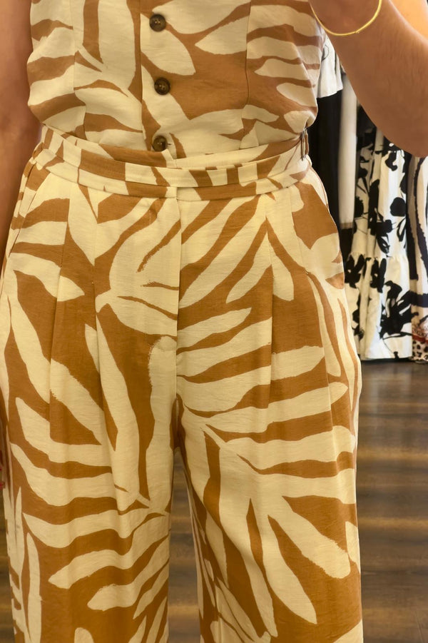 Leaf Print Pocket Trousers