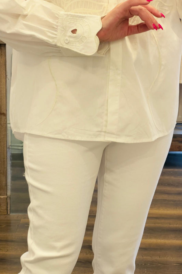 Embroidery Cutout Shirt