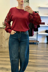 Lace Sleeve Knit