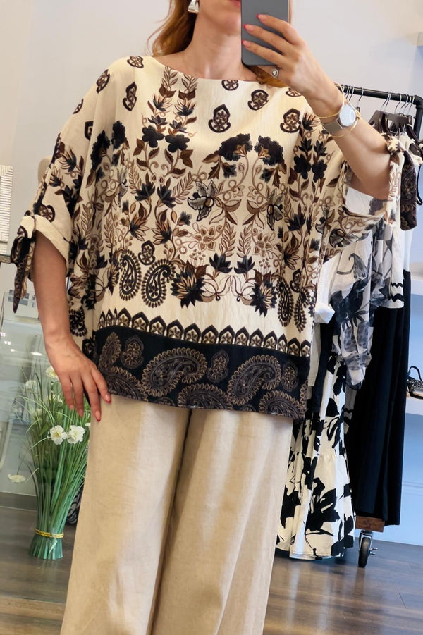 Paisley Cold Shoulder Top