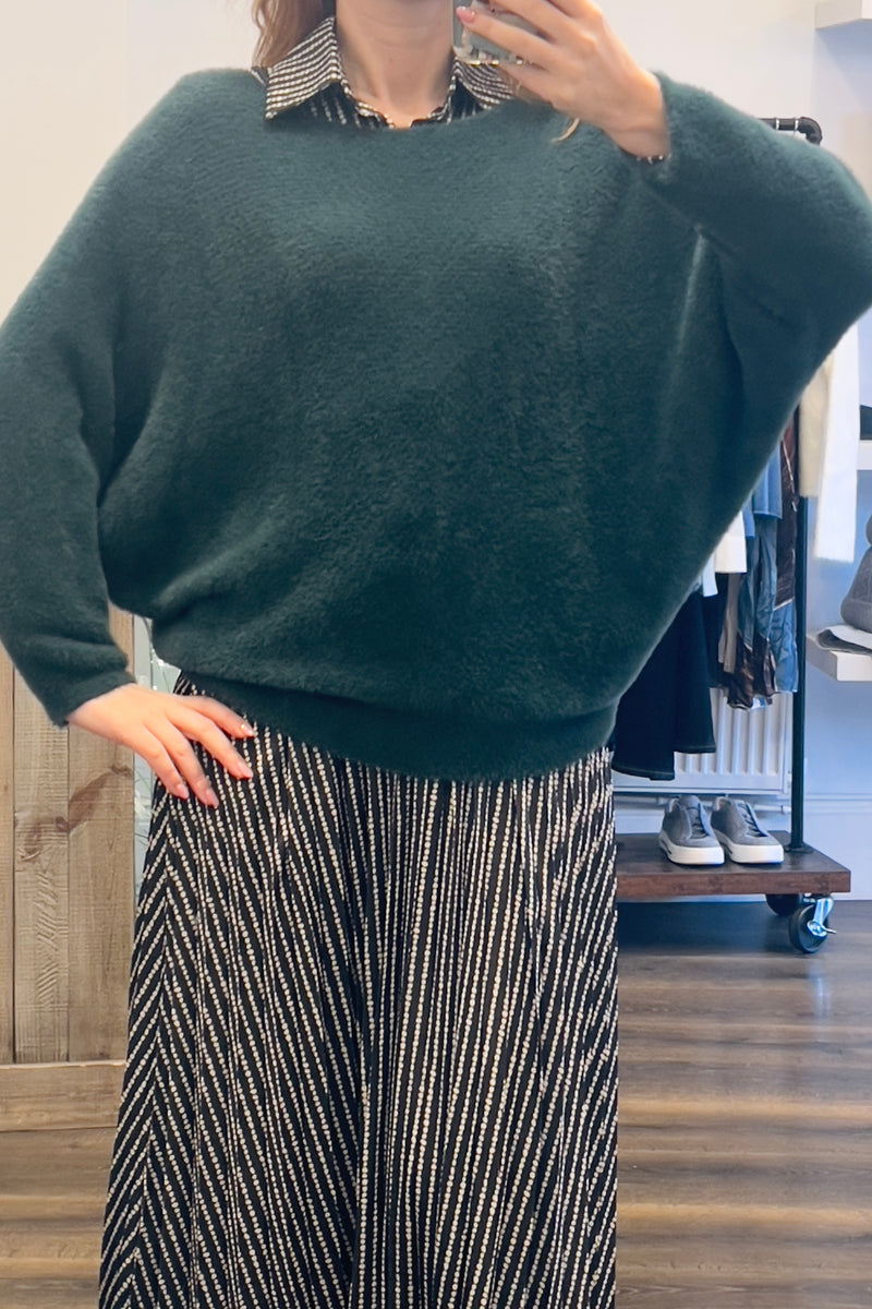 Fluffy Boat Neck Knit