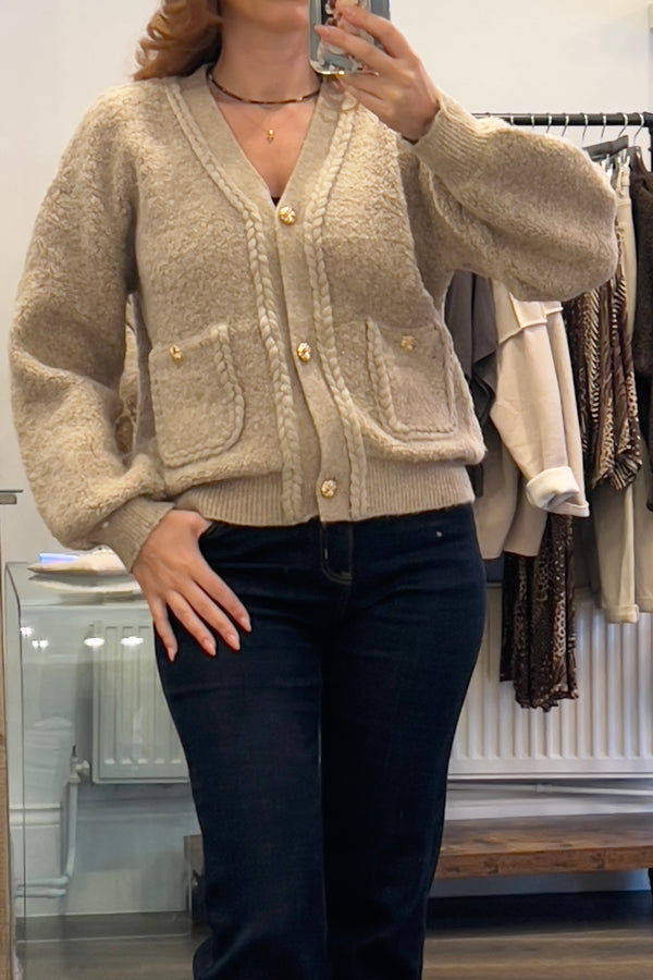 Teddy Knit Plait Cardigan