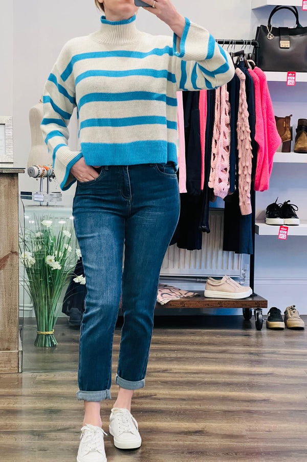 High Neck Stripe Jumper