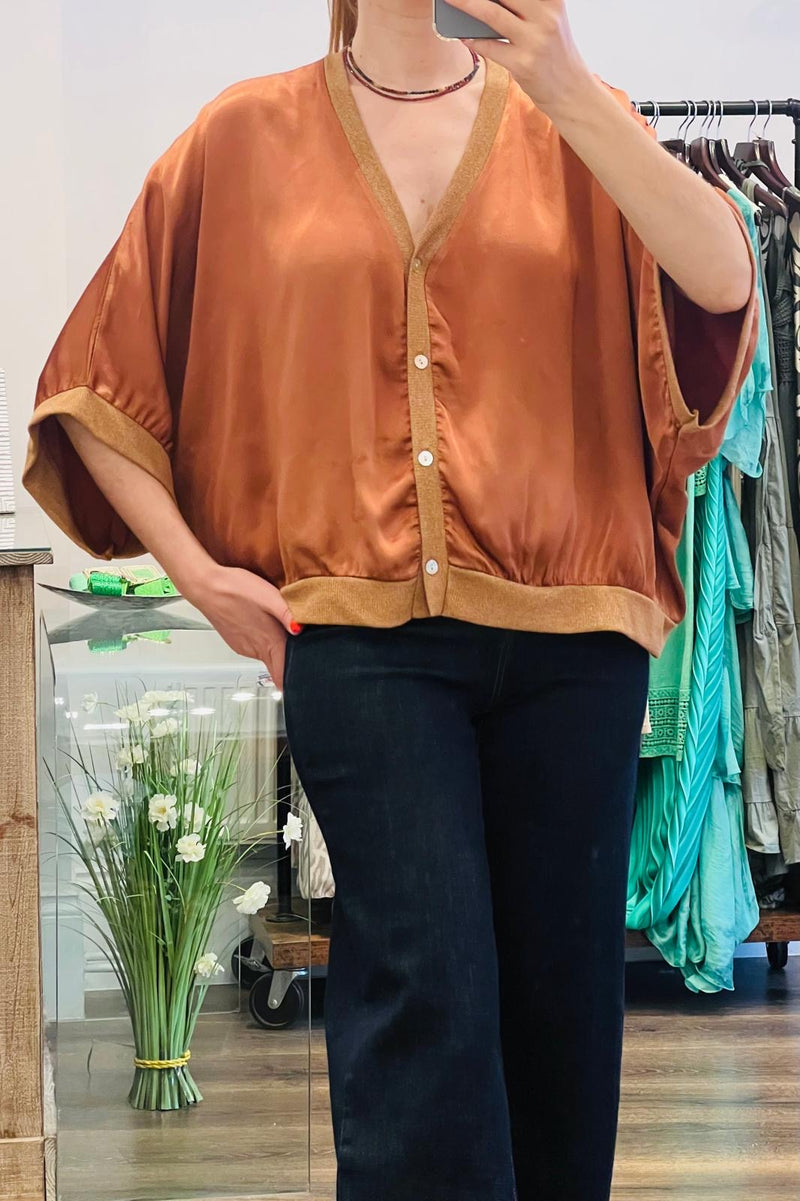 Satin Button Top