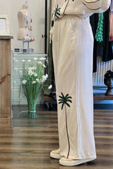 Palm Print Linen Trousers