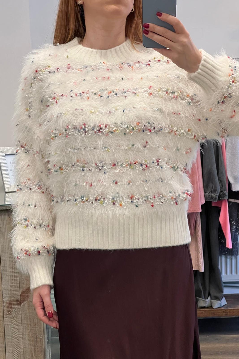 Fluffy Multi-Coloured Knit Jumper