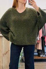 Popcorn V Neckline Knit