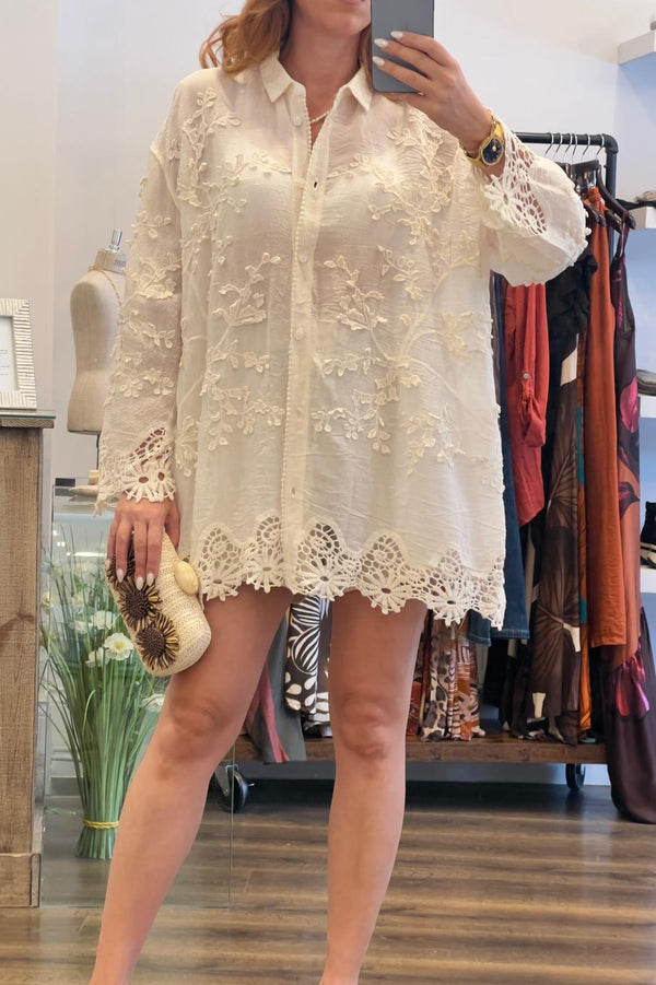 Embroidery Crochet Shirt
